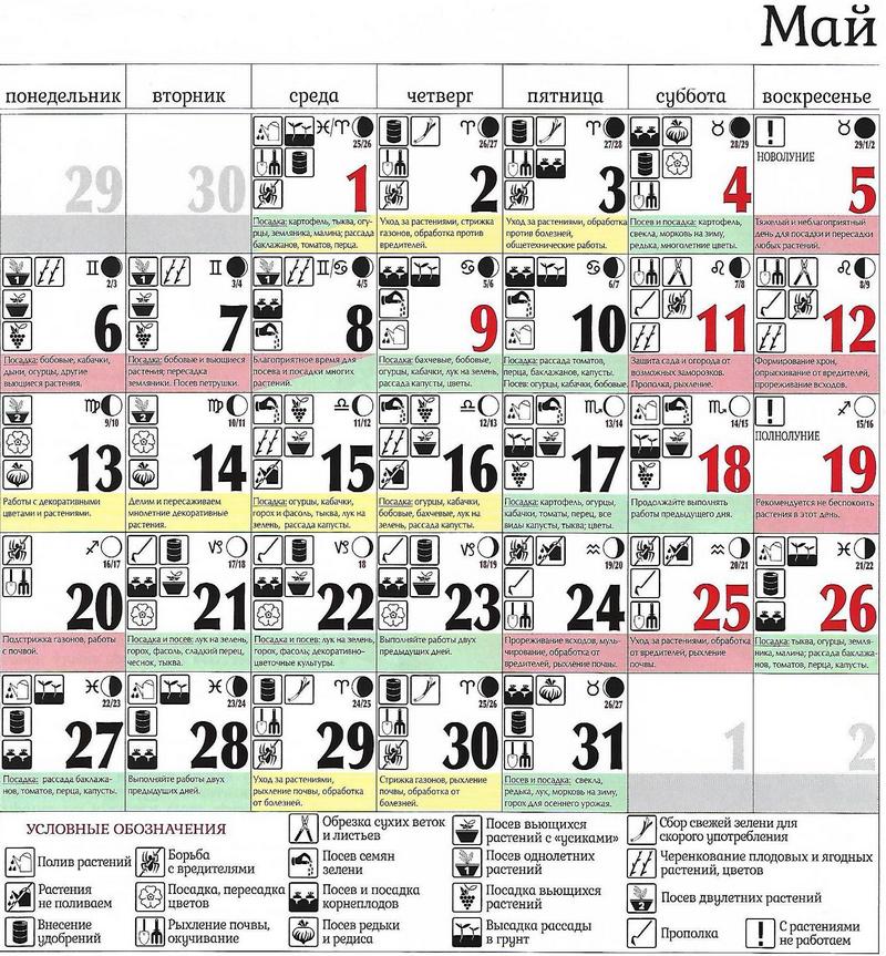 лунный календарь май 2019